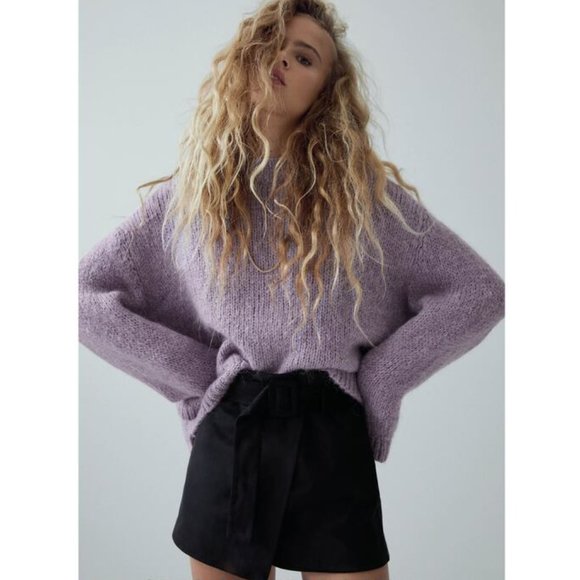 ZARA BLACK FAUX SUEDE BELTED SHORTS SKORT $59.90 - Picture 3 of 8